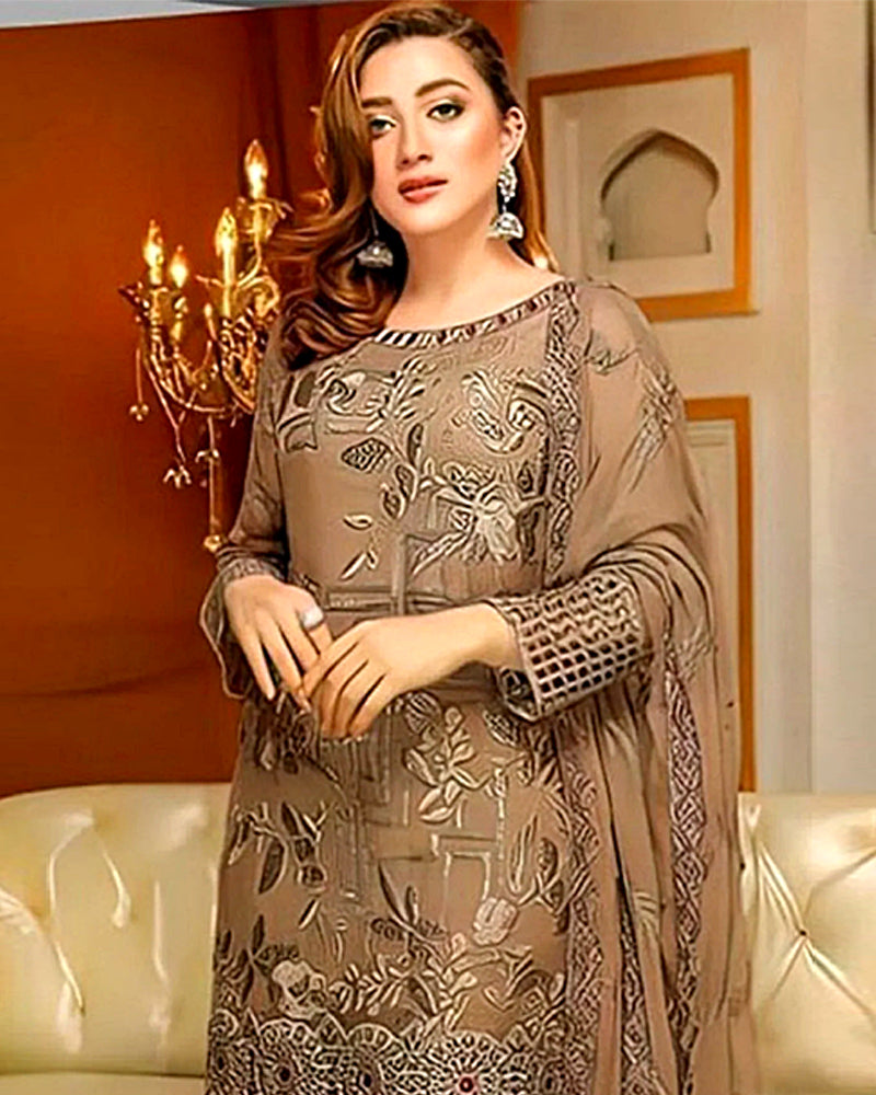 Lawn-3PC Embroidered with Chiffon Embroidered Dupatta-1033