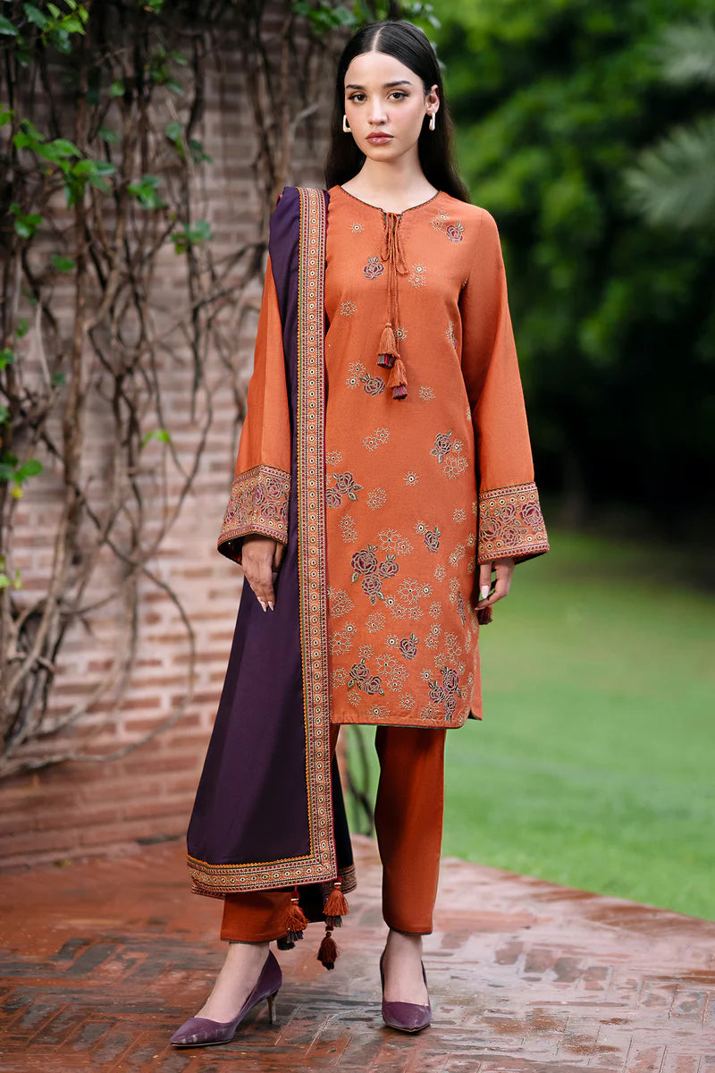 Dhanak 3PC Embroidered Shirt With Dhanak Embroidered Dupatta-221