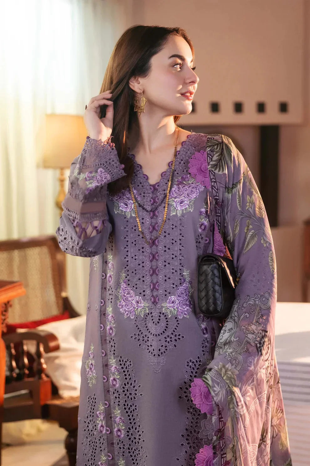 Lawn-3PC Embroidered Shirt with Digital Printed Jacquard Dupatta - 1375