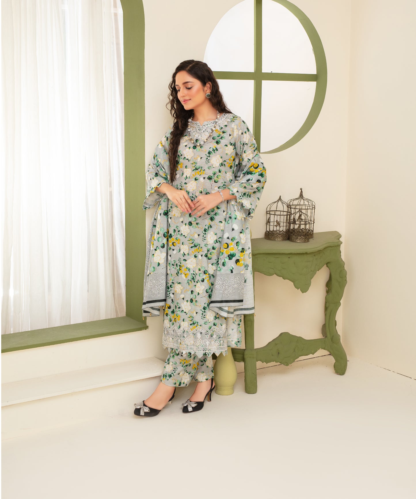 KHADDAR 3PC WITH KHADDAR PRINTED SHIRT & TROUSER-915
