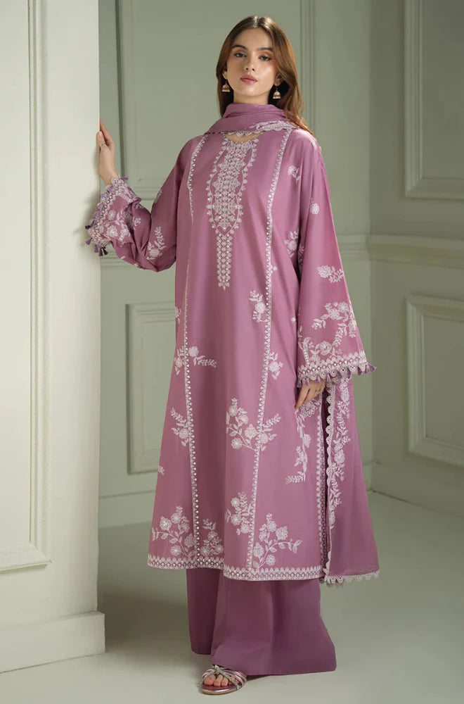 Dhanak 3PC Embroidered Shirt with Chiffon Embroidered Dupatta-3518