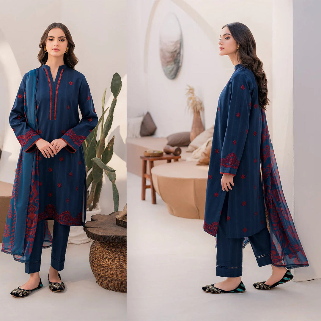 DHANAK 3PC EMBROIDERED SHIRT WITH DIGITAL PRINTED DUPATTA-667