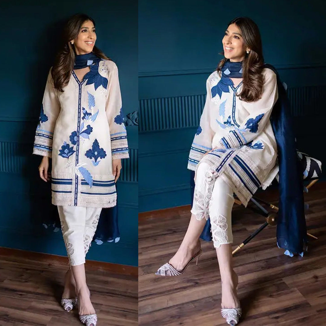 DHANAK 3PC EMBROIDERED SHIRT WITH CHIFFON DUPATTA-187