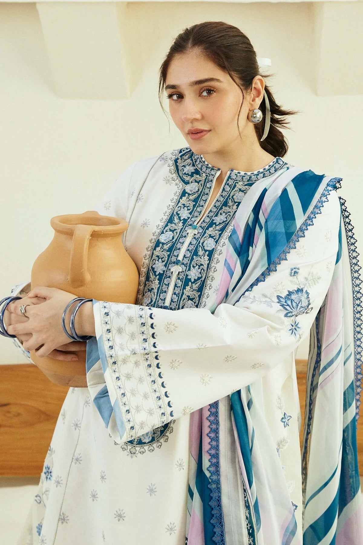 Dhanak 3PC Embroidered Shirt With Printed Dupatta-675