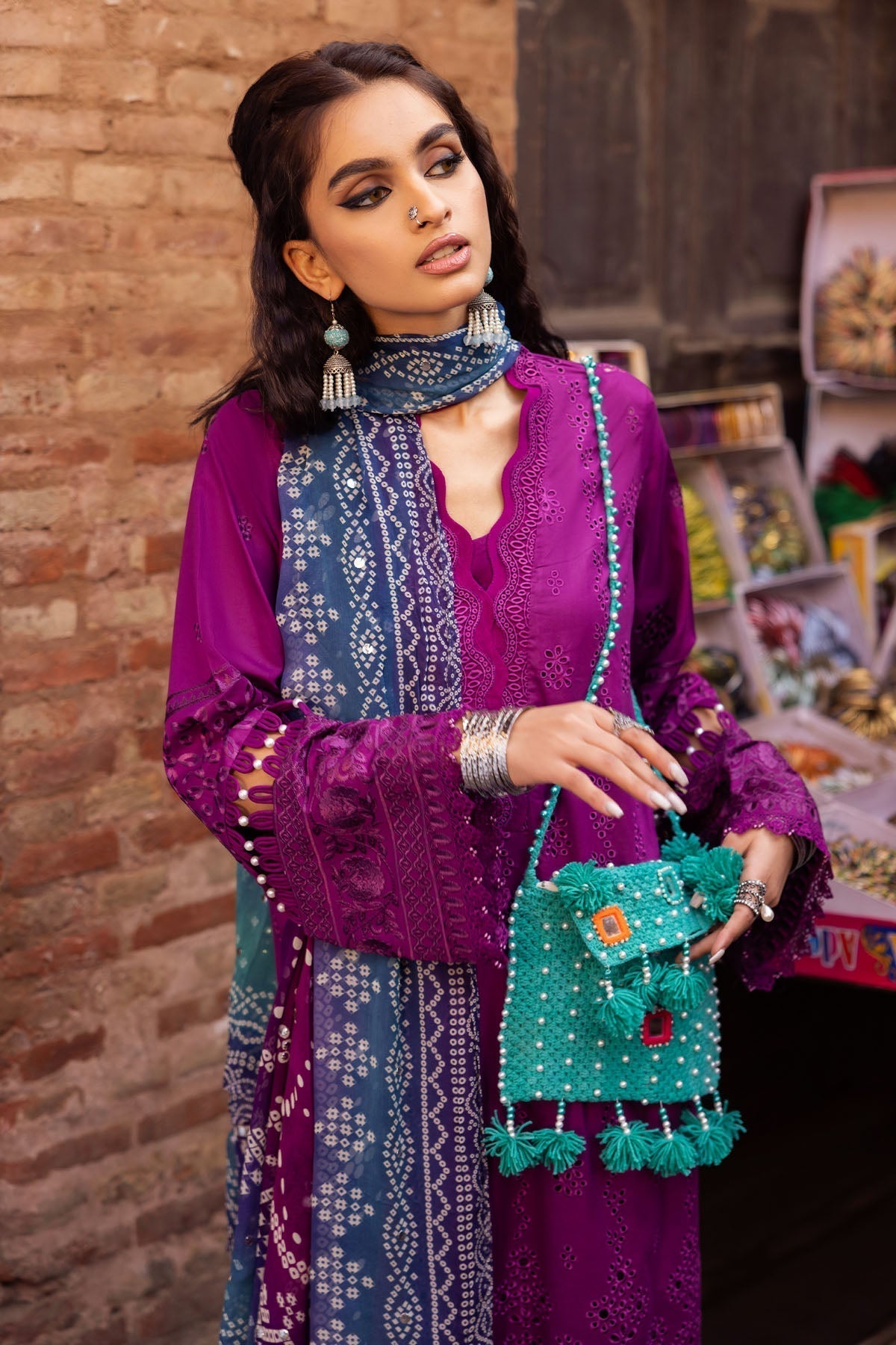 Lawn-3PC Embroidered Shirt with Digital Printed Jacquard Dupatta-1205