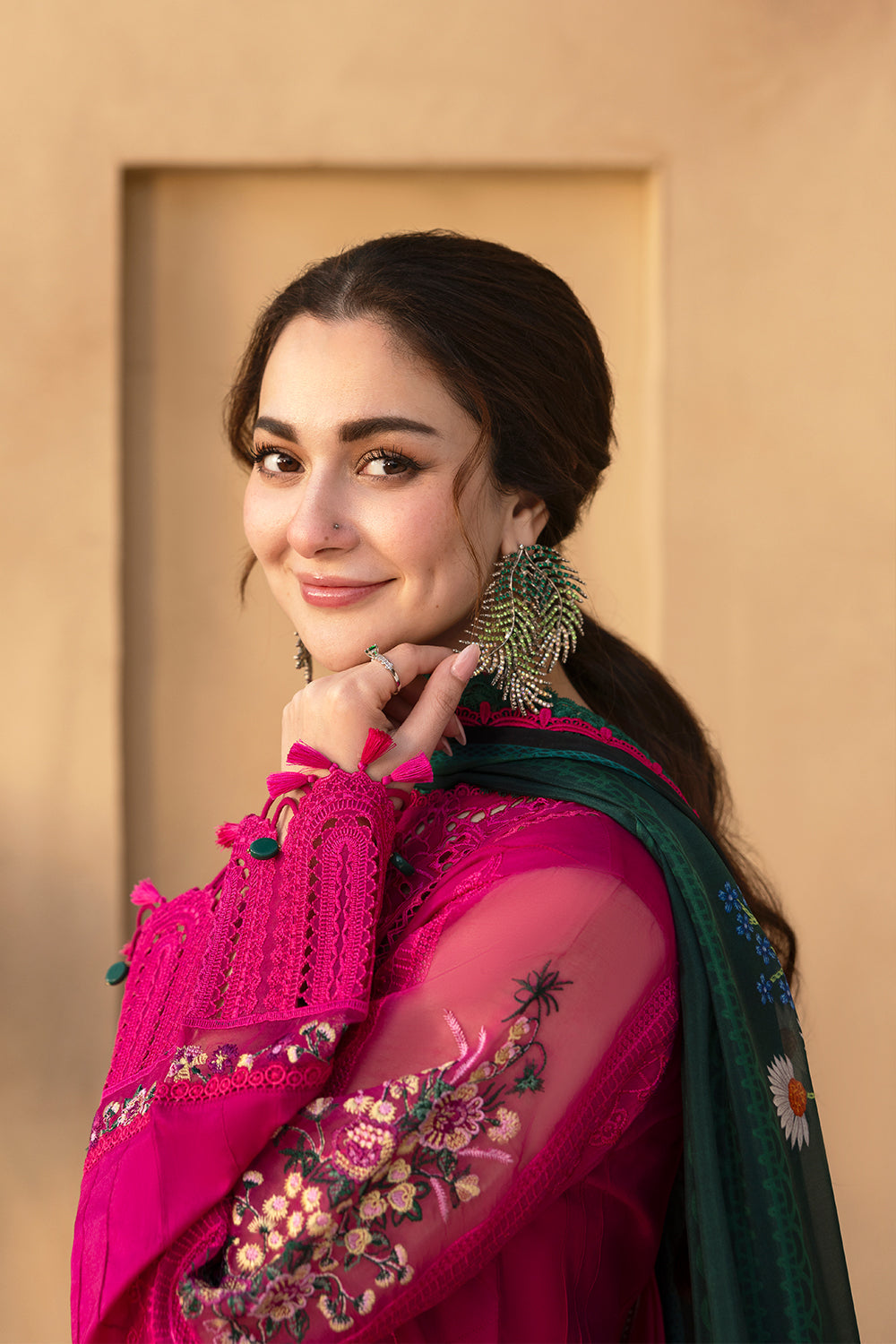 Dhanak-3PC Embroidered Shirt with Digital Printed Wool Shawl -3408