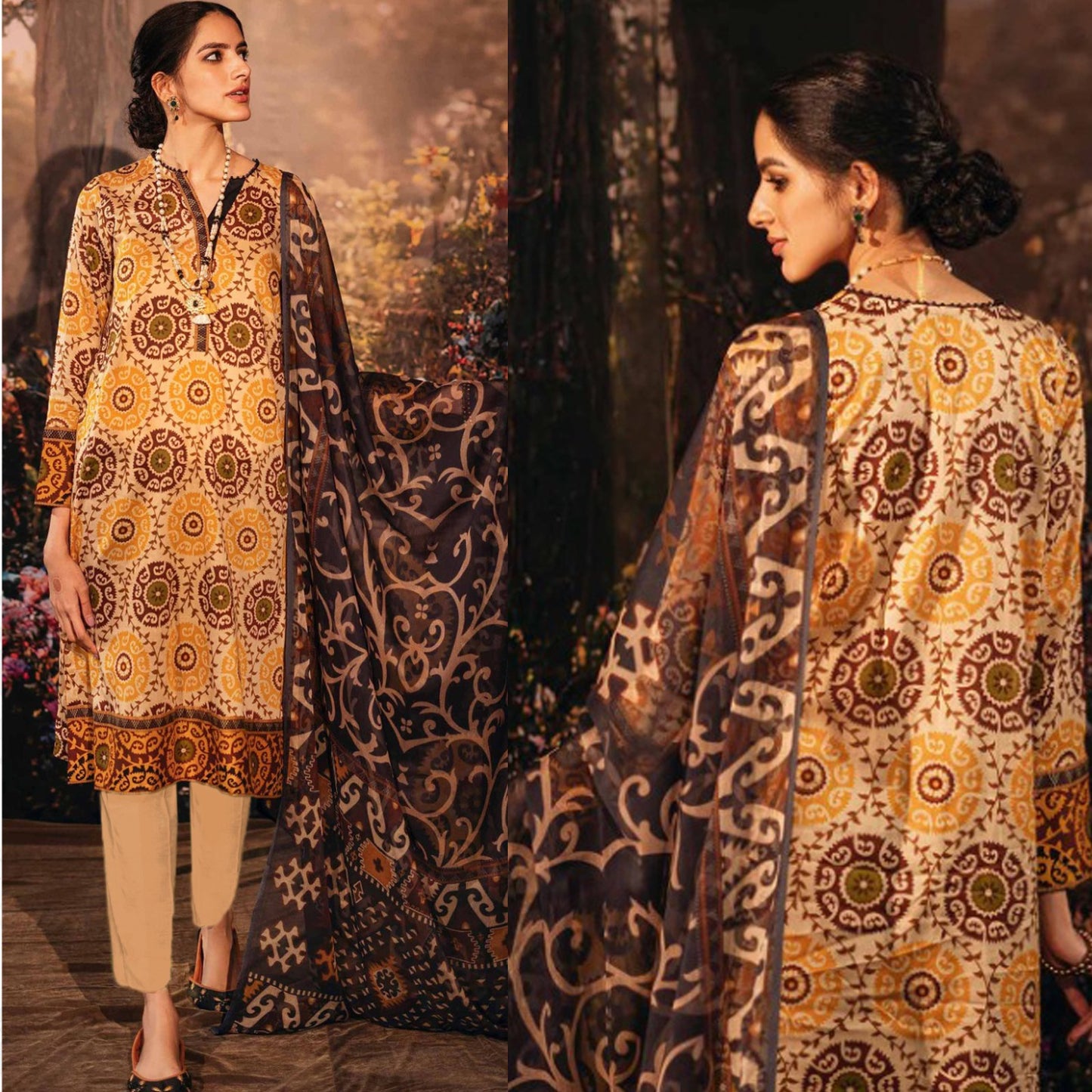 Lawn 3PC Printed With Printed Voile Dupatta-754