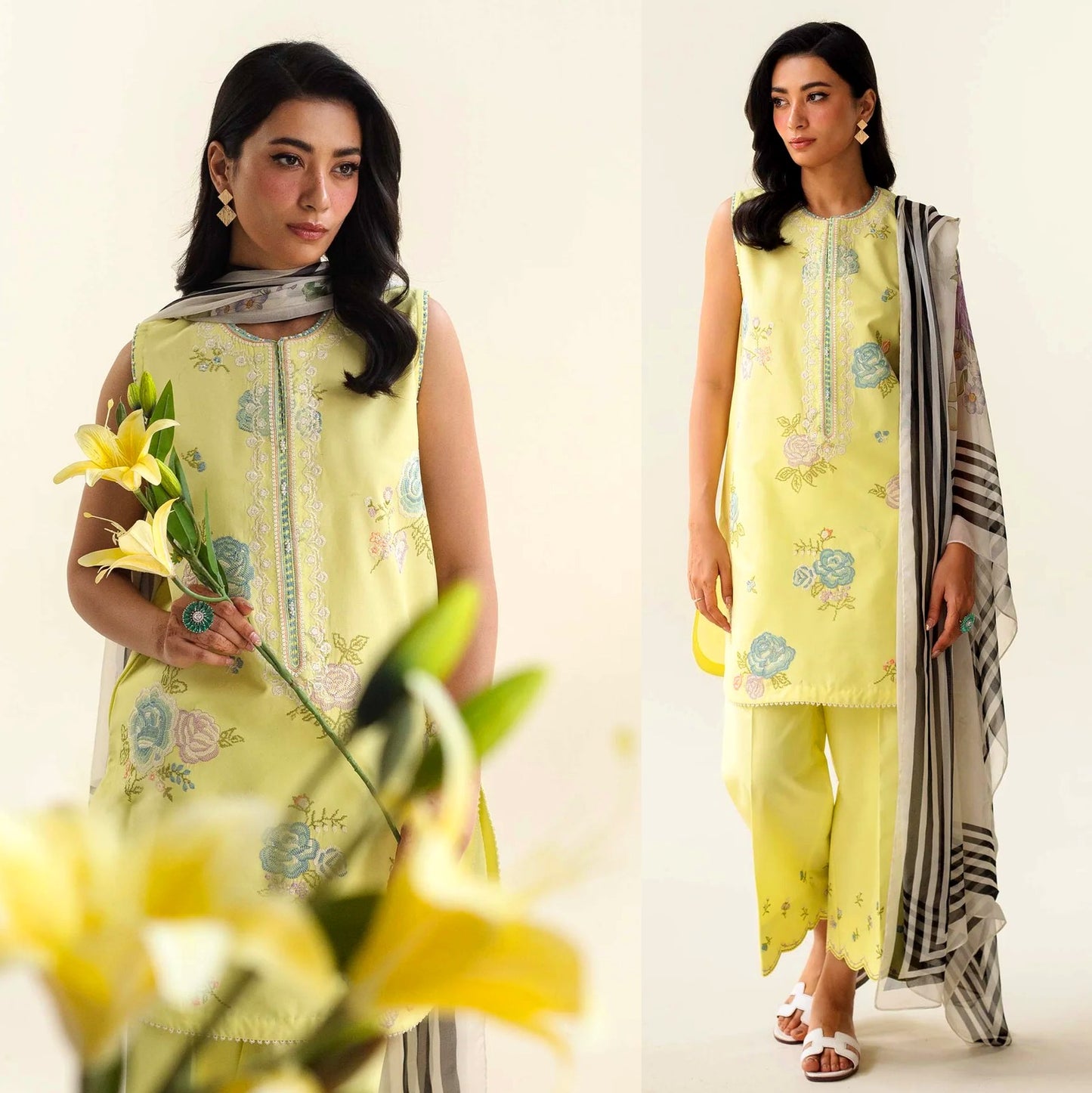 Lawn 3PC Embroidered Shirt With Printed Dupatta-507