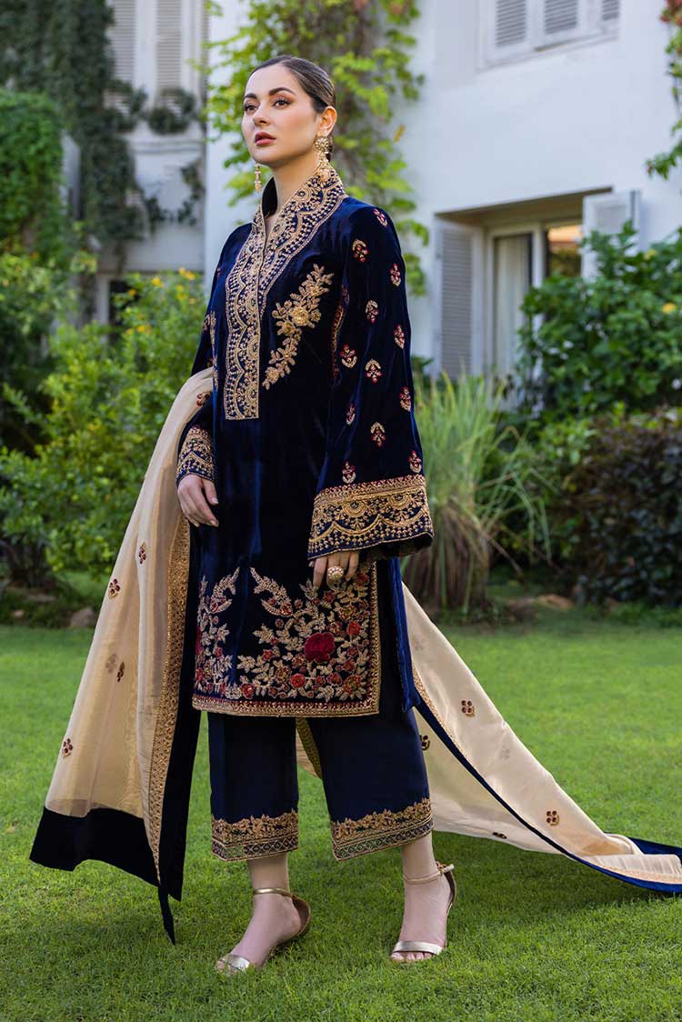 Velvet-3pc Embroidered with Masoori Embroidered Dupatta-954