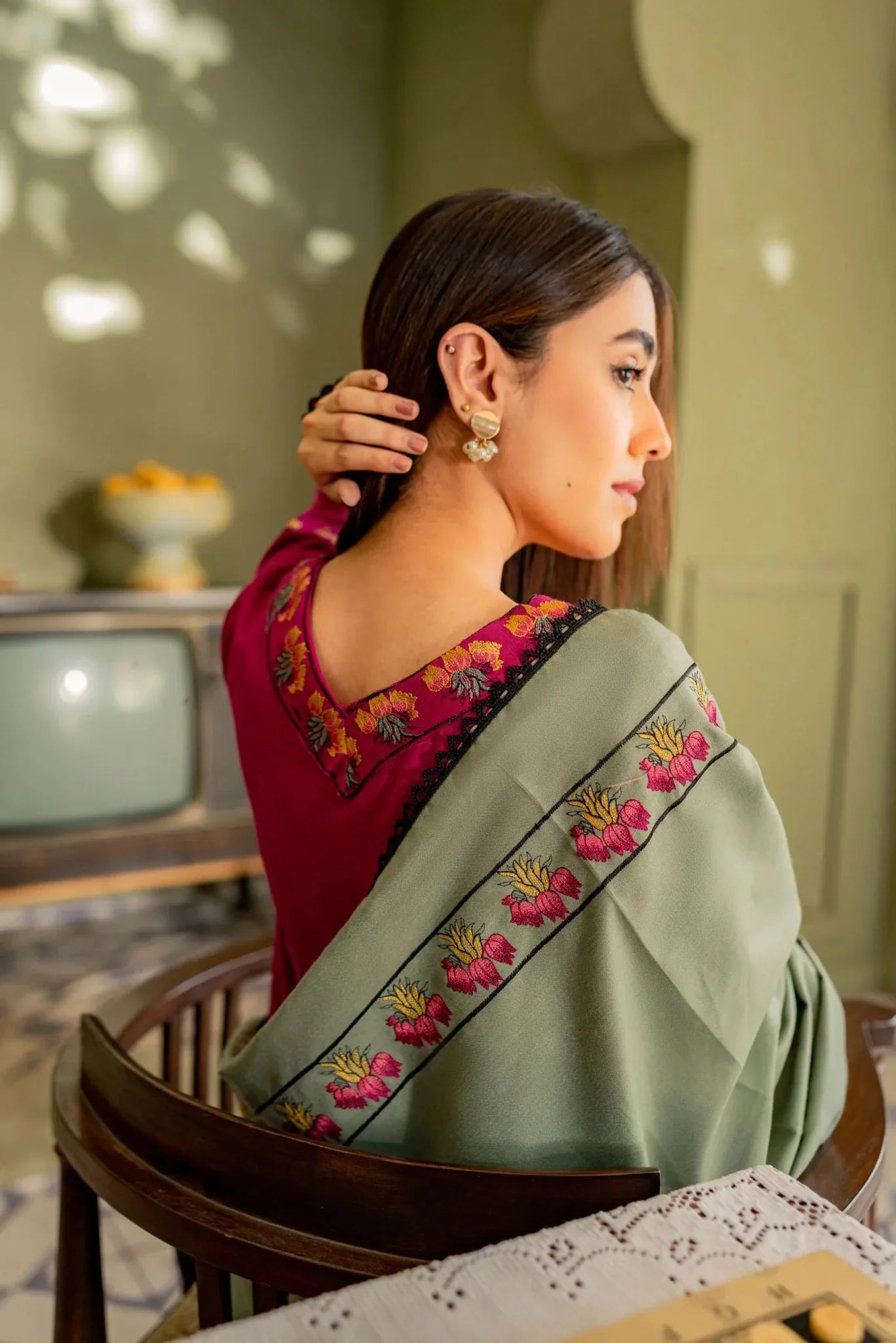 Lawn-3PC Embroidered Shirt with Lawn Embroidered Dupatta- 1173