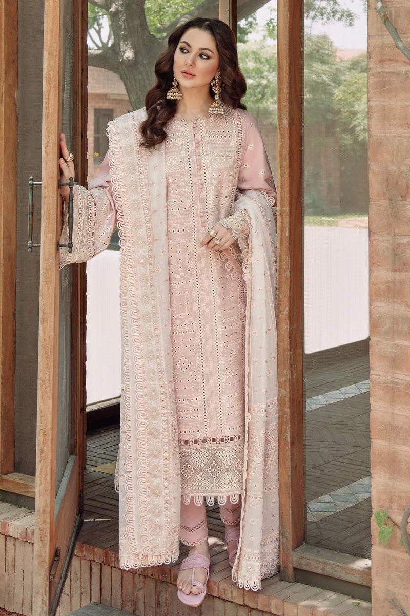 Lawn-3PC Embroidered Shirt with Organza Embroidered Dupatta-1382