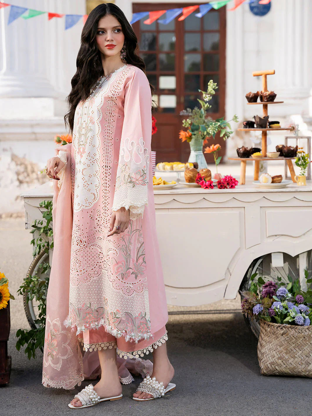 Lawn-3PC Embroidered Shirt with Organza Embroidered Dupatta-1322
