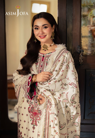 Dhanak-3PC Embroidered Shirt with Digital Printed Wool Shawl - 3222
