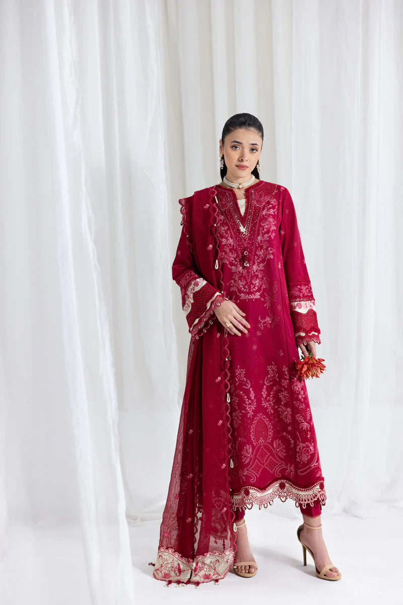 Dhanak-3PC Embroidered Shirt with Chiffon Embroidered Dupatta-3366