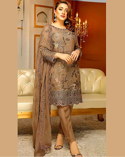 Lawn-3PC Embroidered with Chiffon Embroidered Dupatta-1033