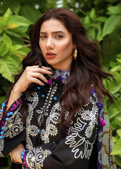 Dhanak-3PC Embroidered Shirt with Digital Printed Wool Shawl-3253