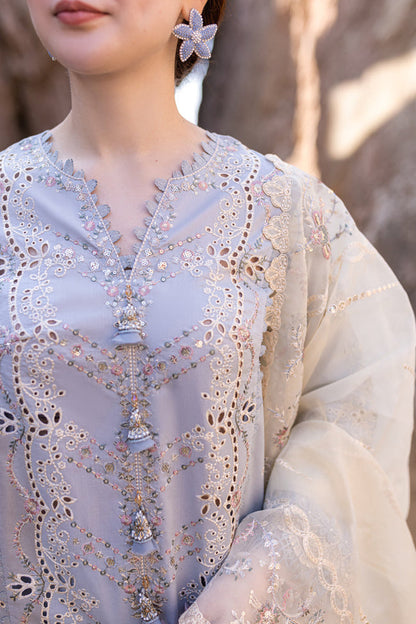 Lawn-3PC Embroidered Shirt with Organza Embroidered Dupatta-1235