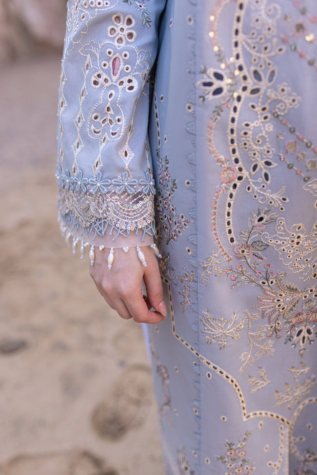 Dhanak-3PC Embroidered Shirt with Organza Embroidered Dupatta-3255