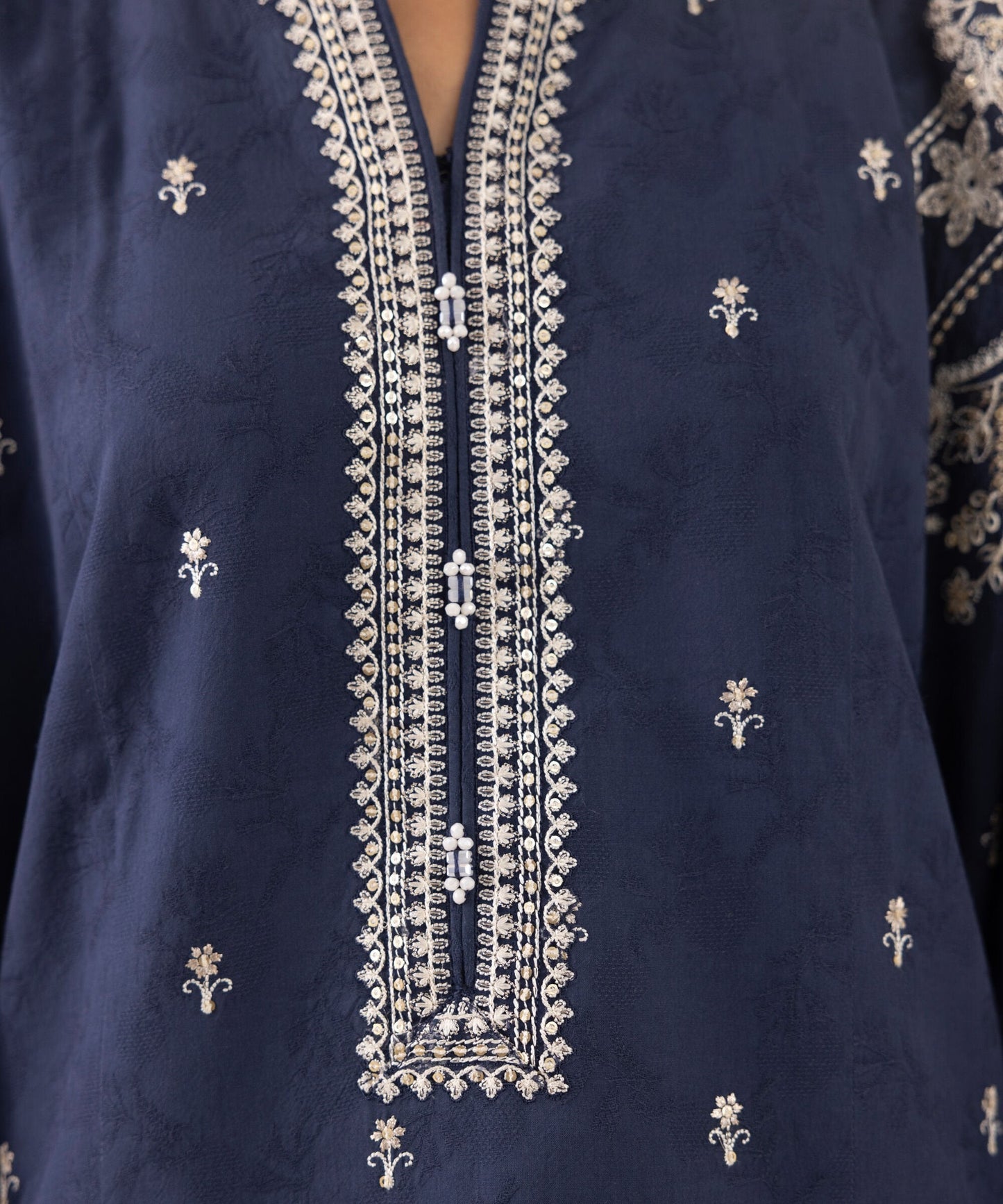 Dhanak-3PC Embroidered Shirt with Digital Printed Wool Shawl - 3511