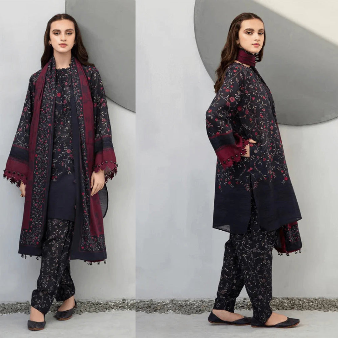 KARANDI 3PC  PRINTED SHIRT WITH KARANDI PRINTED DUAPTTA AND TROUSER-812