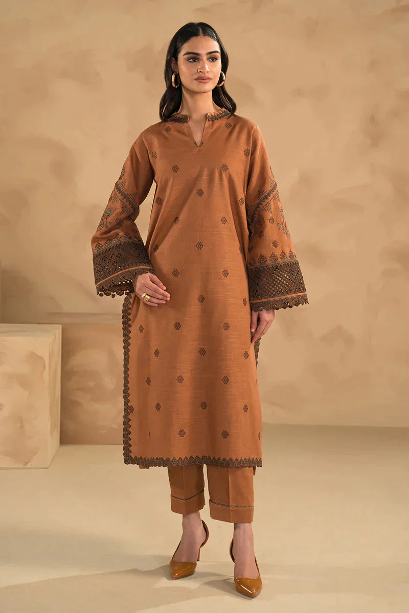 3PC Dhanak Embroidered suit with Digital Printed Wool Shawl-1313