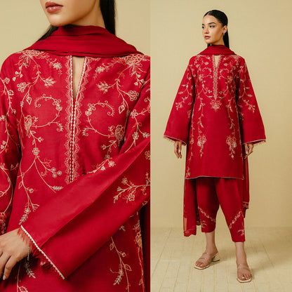 Embroidered 3PC  With Dhanak Embroidered Dupatta-175