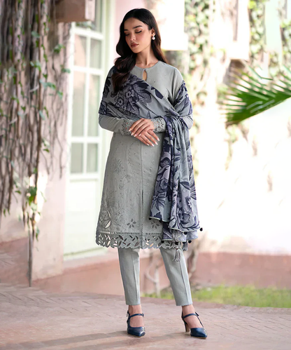 Lawn-3PC Embroidered Shirt with Digital Printed Jacquard Dupatta-1181