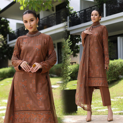 Dhanak 3PC Embroidered With Chiffon Embroidered Dupatta-243