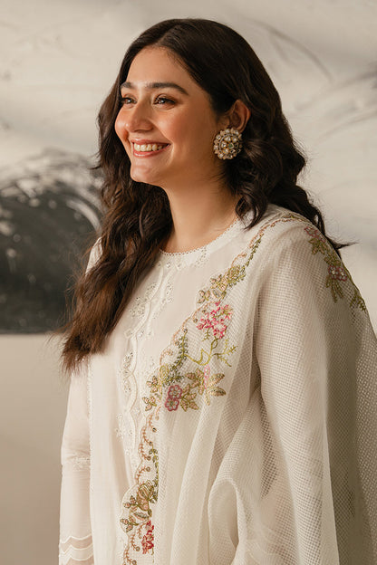 Dhanak-3PC Embroidered Shirt with Organza Embroidered Dupatta - 3515