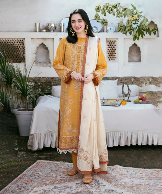 Dhanak 3PC Embroidered Shirt with Dhanak Embroidered Dupatta-3441