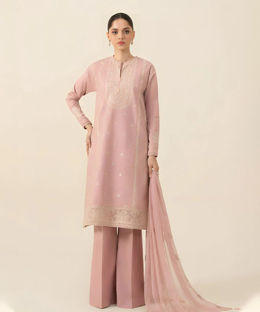 Dhanak-3PC Embroidered Shirt with Chiffon Embroidered Dupatta-3133