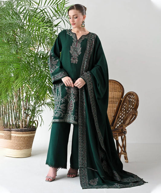 Dhanak 3PC Embroidered Shirt with Dhanak Embroidered Dupatta-3523