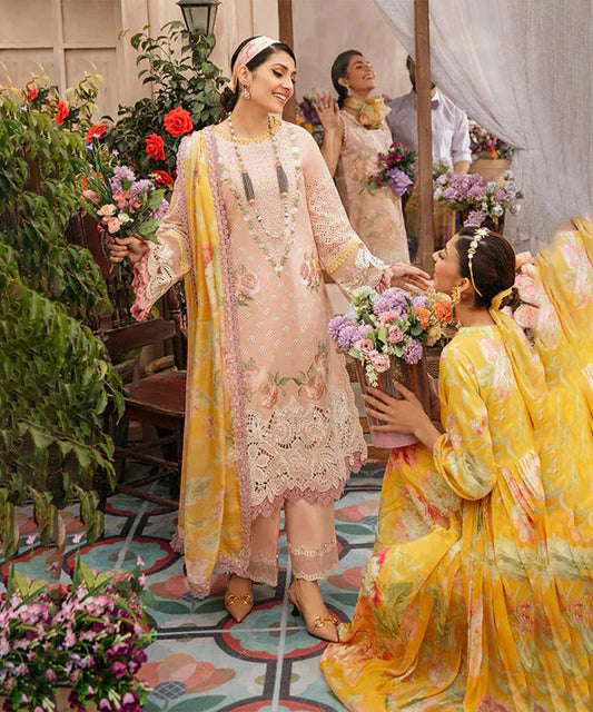 Dhanak-3PC Embroidered Shirt with Digital Printed Wool Shawl -3192