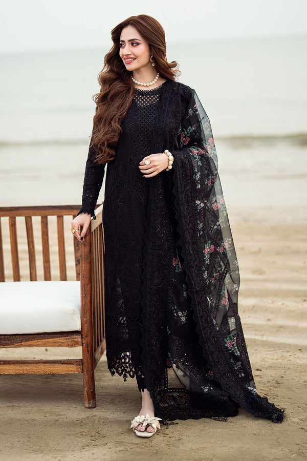 Dhanak-3PC Embroidered Shirt with Organza Digital Printed Dupatta- 3309