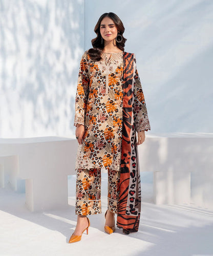 BAROQUE 3PC KARANDI PRINTED SHIRT WITH KARANDI PRINTED DUAPTTA AND TROUSER - 1702
