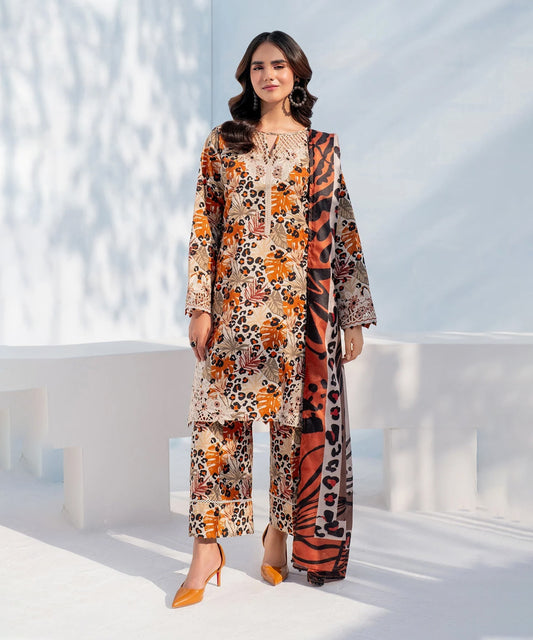 BAROQUE 3PC KARANDI PRINTED SHIRT WITH KARANDI PRINTED DUAPTTA AND TROUSER - 1702