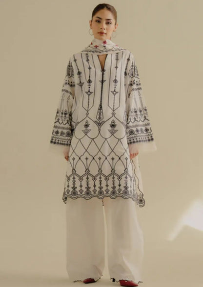 Lawn-3PC Embroidered Shirt with Digital Printed Jacquard Dupatta- 1383