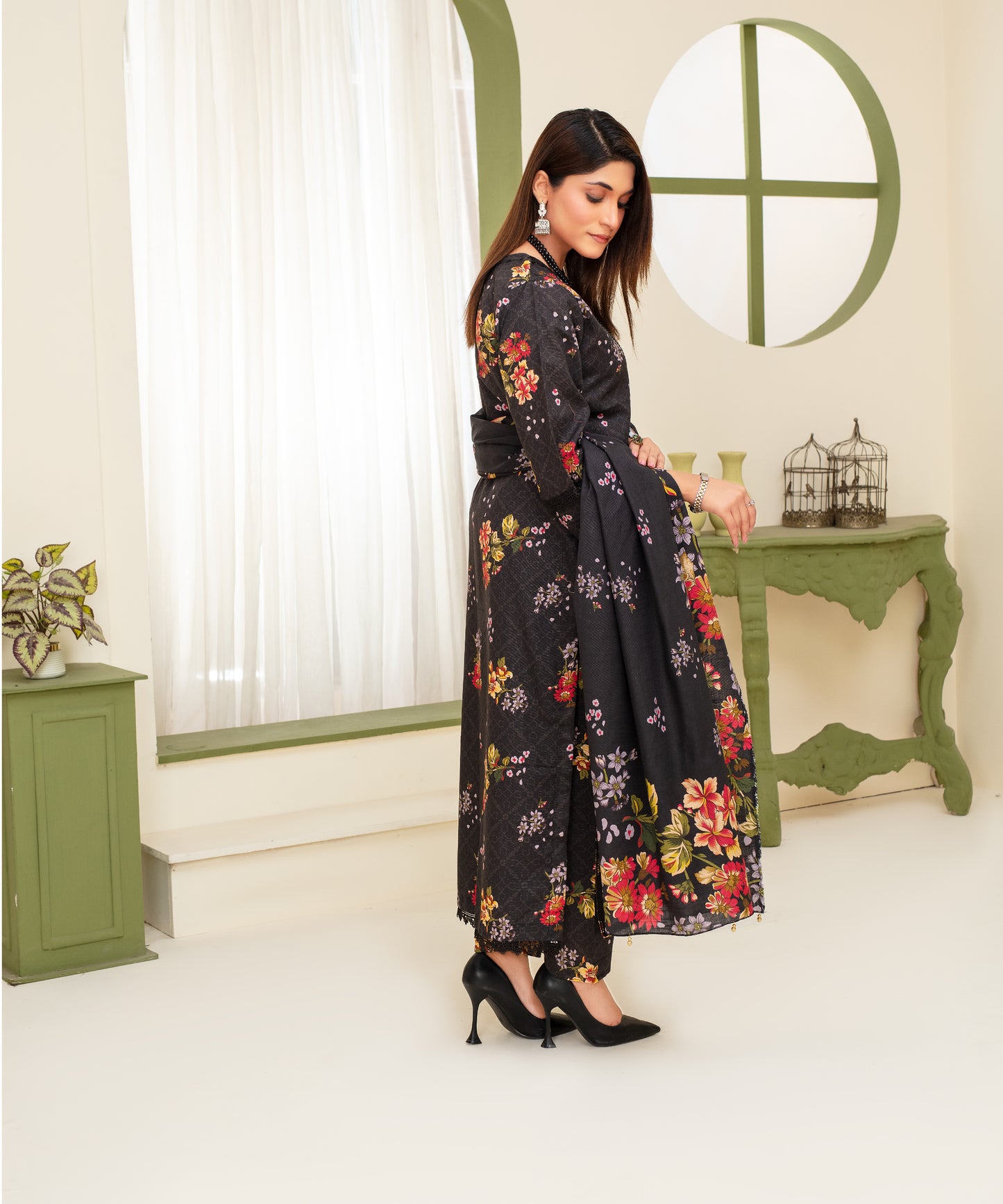 3PC WITH KHADDAR PRINTED SHIRT & TROUSER-903