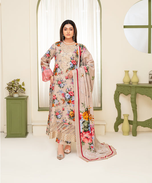KHADDAR 3PC WITH KHADDAR PRINTED SHIRT & TROUSER-913