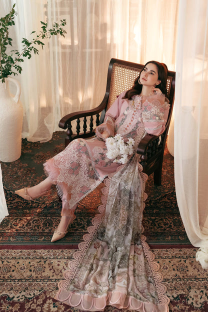 Dhanak-3PC Embroidered Shirt with Digital Printed Wool Shawl - 3402