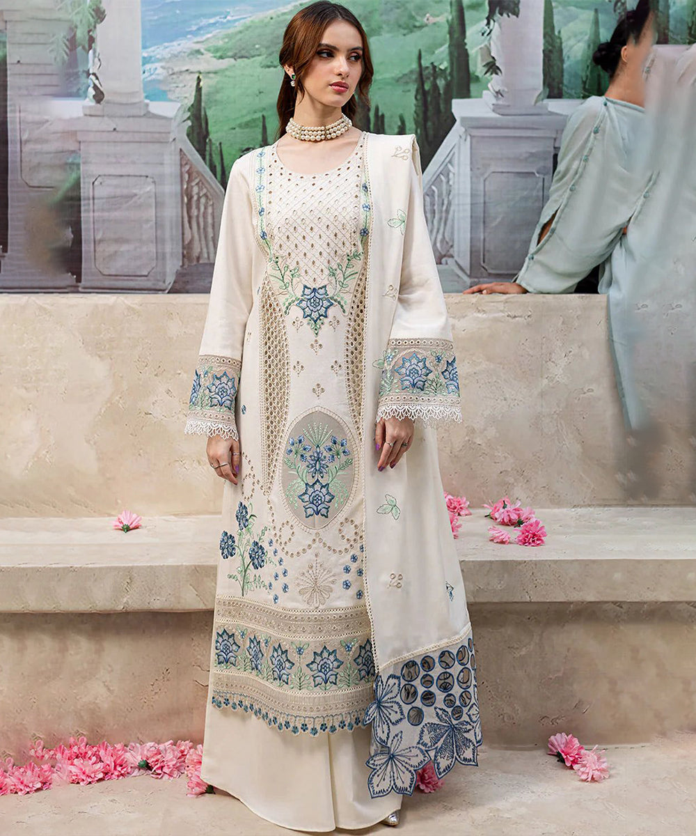 Lawn-3PC Embroidered Shirt with Organza Embroidered Dupatta-1177