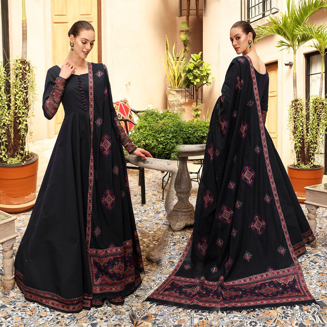 Dhanak 3PC Embroidered With Dhanak Shawl Embroidered-132