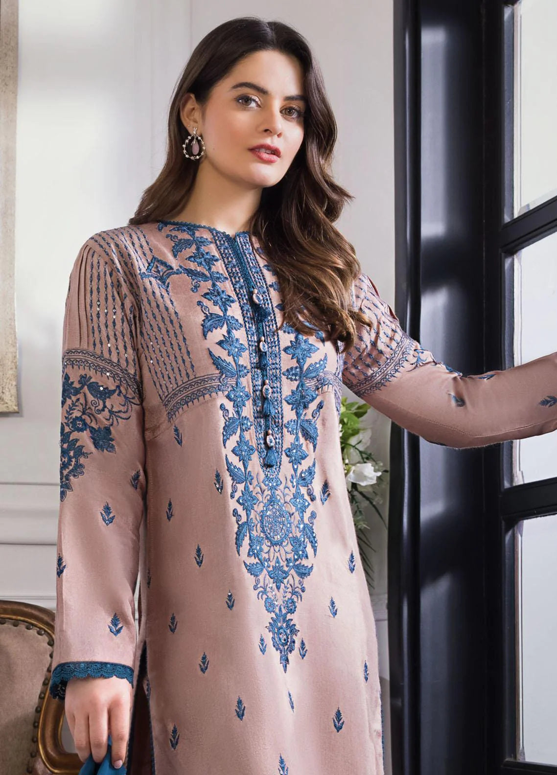 Dhanak 3PC Embroidered Shirt with Chiffon Dupatta-142