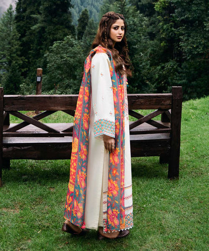 Lawn-3PC Embroidered Shirt with Digital Printed Jacquard Dupatta - 1355