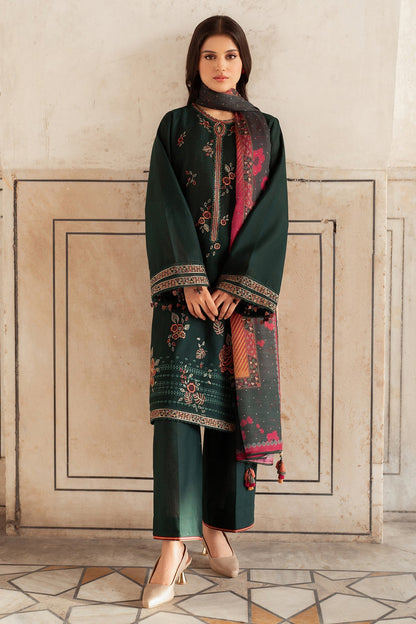 3PC Dhanak Embroidered Shirt With Digital Printed Shawl-133