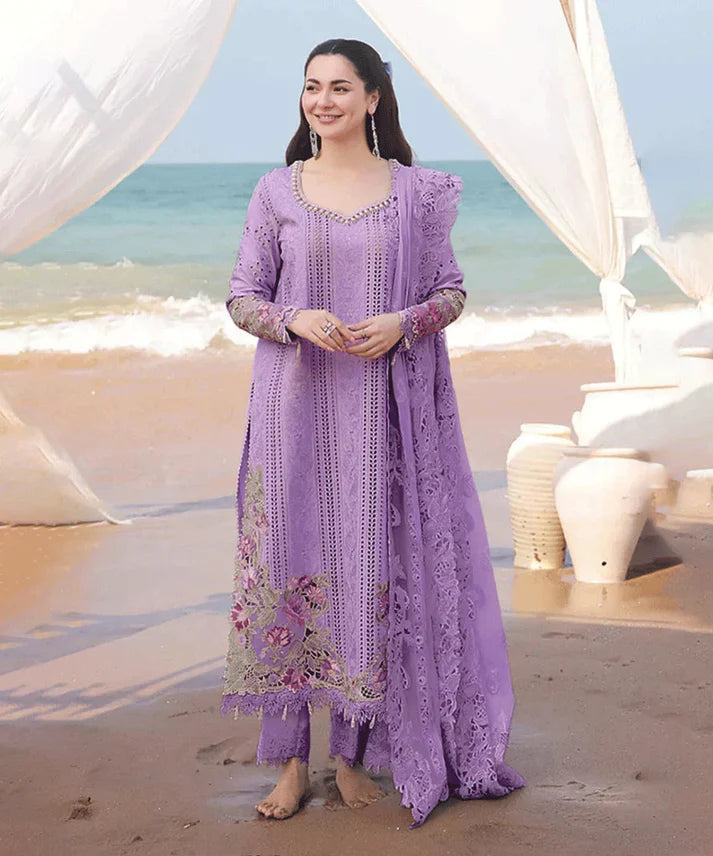 Dhanak -3PC Embroidered Shirt With Organza Embroidered Dupatta-3341