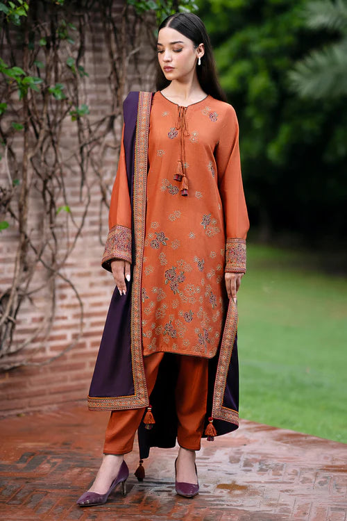 Dhanak 3PC Embroidered Shirt With Dhanak Embroidered Dupatta-221