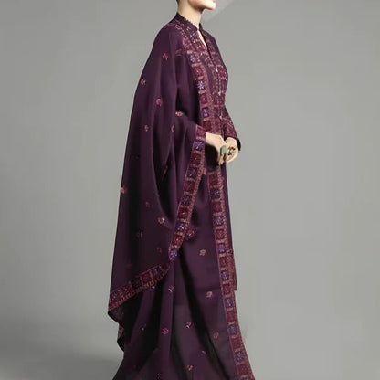 Dhanak 3PC Embroidered Shirt with Dhanak Embroidered Shawl-3446