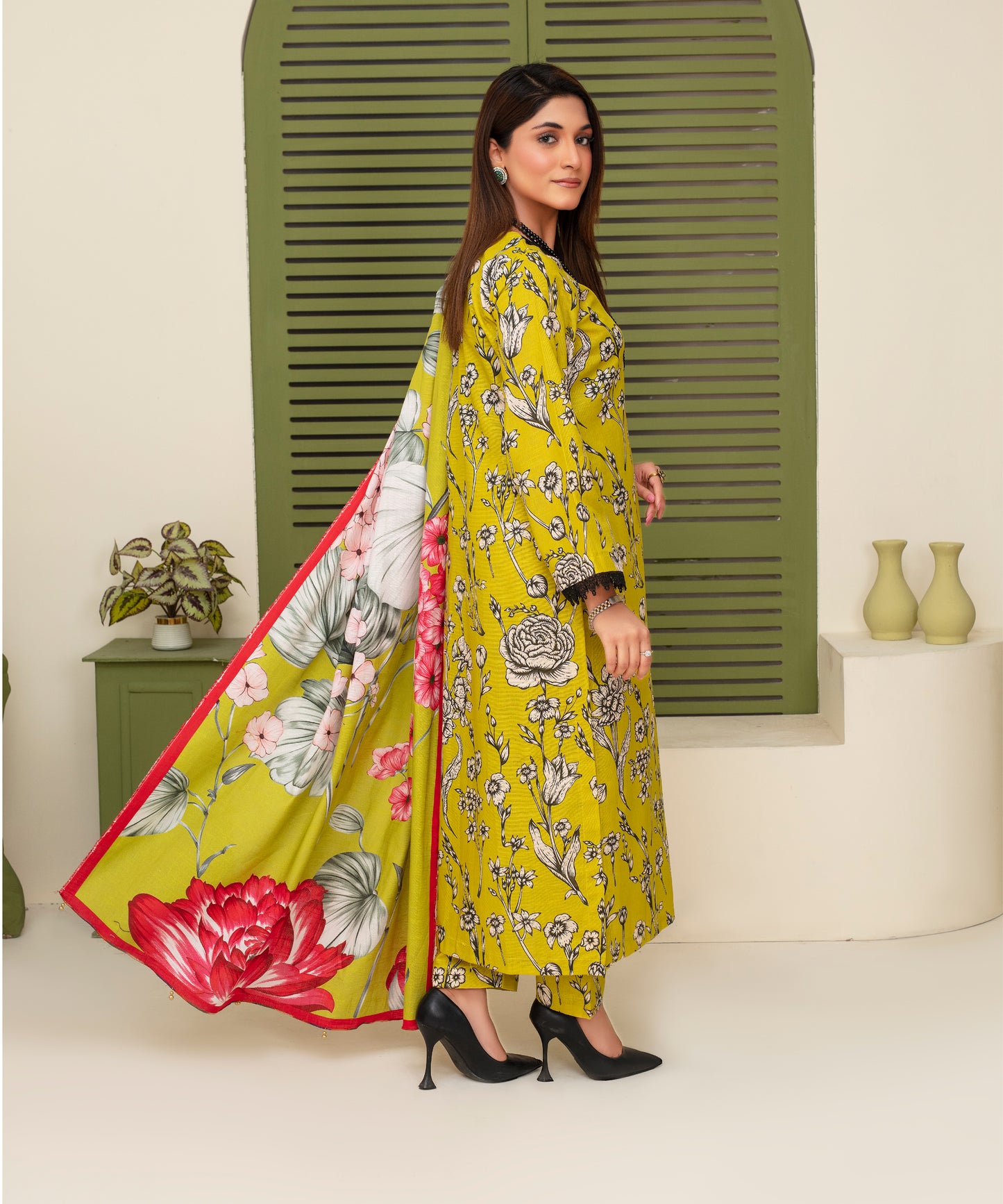 3PC WITH KHADDAR PRINTED SHIRT & TROUSER-902