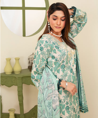 3PC WITH KHADDAR PRINTED SHIRT & TROUSER-906